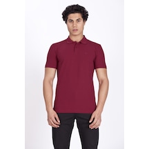 Erkek Polo Yaka Tişört Bordo %100 Pamuk Slim Fit Polo T-shirt Ncs Jeans 1055 Bordo