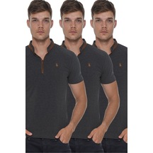 Üçlü Set T8571 Dewberry Fermuarlı Erkek T-shırt-antrasit-antrasit-antrasit Antrasit-antrasit-antrasit