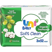 Uni Baby Soft Clean Organik Zeytinyağlı Islak Mendil 3x52 Adet Islak Mendil
