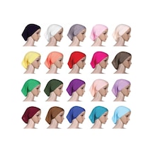 Beyaz Yüz Altında Eşarp Tüp Kaput Kap Kemik İslam Kadın Baş Örtüsü Başörtüsü Beyaz