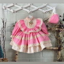 H L Y Karol Tasarım Pembe Vintage Kız Bebek Elbisesi, Fotoğraf Çekim Elbisesi, Kız Bebek Hediyesi, 0-12 Yaşa Uygun Pembe