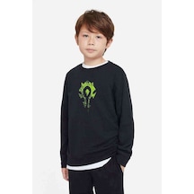 Tshirthane Horde Logo Baskılı Unisex Çocuk Siyah Sweatshirt (534638476) Siyah
