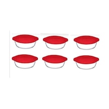 Borcam Yuvarlak Tencere Kırmızı Kapaklı 6 Adet - 840cc 004oa
