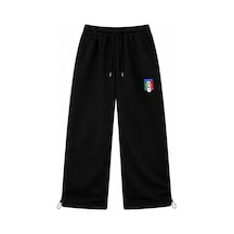 Zaee Italy Nakışlı Ayarlanabilir Paça Baggy Eşofman Altı Siyah