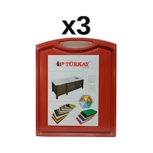 3'lü Türkay 32.5x26.5x2 Cm Saplı-oluklu Polietilen Kesme Tahtası Kesim Levhası Kırmızı 1244