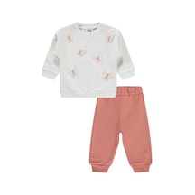 Civil Baby Kelebek Nakışlı 6-18 Ay Takım - Ekru 17973000826S1