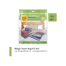 Magic Saver Bag 6'lı Vakumlu Hurç Vakumlu Poşet Seti Yorgan Hurcu Şeffaf