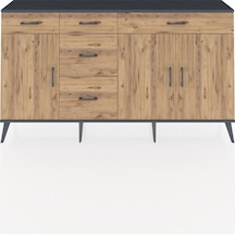 Arges Konsol 2 Raflı 5 Çekmeceli 3 Kapaklı 176x30x99 Antrasit-çam Atlas Çam - Antrasıt