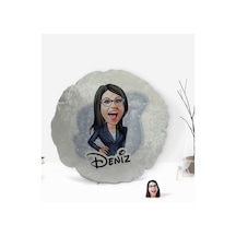 Kişiye Özel Isimli Kadın Patron Karikatürlü Yuvarlak Dekoratif Kı (505548209)