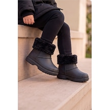 Çocuk Unisex İçi Kürklü Yağmur Çizmesi Siyah