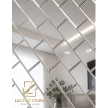 Lucitart 30 Adet 10cmx5cm Tuğla Desenli Aynalı Pleksi Kendinden Yapışkanlı Dekoratif Duvar Aynası 9 Renk Seçeneği Gümüş