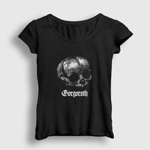 Presmono Kadın Skull Gorgoroth T-shirt Siyah