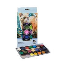 21 Renk Sulu Boya 1 Paket Fırça Hediyeli 21 Li Suluboya Canlı Renkler 28 Mm Boya Çapı Büyük Boy Brons Çok Renkli
