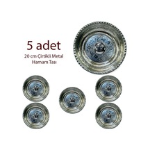 5 Adet 20 Cm Çirtikli Metal Hamam Tası Gümüş