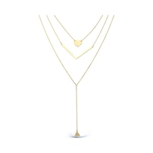Kuyumcudukkani Düz Kalp"v"taşlı Üçgen Parçalı Kolye-37230-g-w Gold