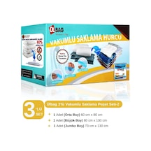 3'lü Karma Boy Vakumlu Poşet Seti 1 Adet 60 80 + 1 Adet 80 100 + 1 Adet 73 130 Cm Vakumlu Saklama Poşeti