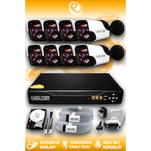 Elitcam 8 Kameralı Panda 8 Dış Kamera Set 100 GB HDD Full HD Gece Görüşlü Güvenlik Kamerası Sistemi
