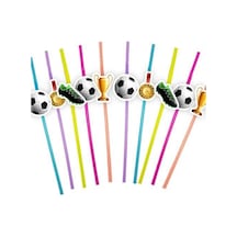 Pipet Futbol Temalı 10lu Artistik Pipet Doğum Günü Eğlenceli Parti Pipeti +3