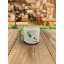 Latte Fincanı Timsah Baskılı Yeşil Kulplu T Kupa