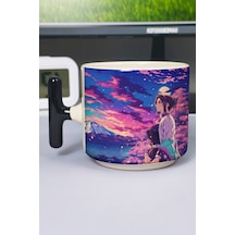 Kimetsu No Yaiba Anime Baskılı Seramik Lüks Kupa 1 Adet T Şeklinde Özel Siyah Kulp Dalga Kulp V2t Çok Renkli