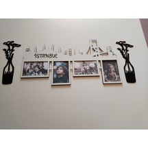 Çerçeve 4 Fotoğraflık Kişiye Özel Renk İstanbul Temalı 3 Lü Set
