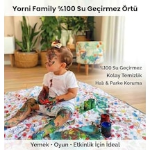 Yorni Family Su Geçirmez Yer/masa Örtüsü, Aktivite, Yemek Ve Oyun İçin, Doğa Dostu Ve Çevreci, Ekoteks Sertifikalı, 150x180 Cm Acı Kahverengi