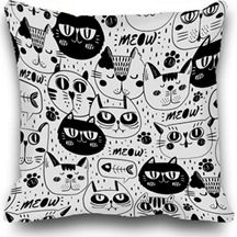 Ev Dekorasyon Kırlent Kılıfları 40x40 Cm Siyah Kedi Desen