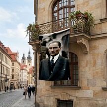 Mustafa Kemal Atatürk Portre Poster Poster Bayrak Premium Raşel Kumaş Ata38 Diğer