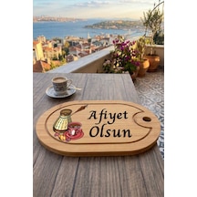 Kahve Keyfi Temalı Afilli Kahve Sunum Tablası Figür 4