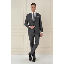 Efor Slim Fit Çift Yırtmaç Mono Yaka Klasik Füme Takım Elbise Tk 912 Füme