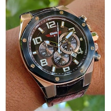 G-force Js25 Orjinal Miyota Mekanizma Kahverengi Tasarım Erkek Kronograf Kol Saati Lüks Kutulu Rose Gold