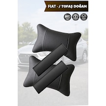 Fiat Tofas Dogan Uyumlu Deri Yastık Siyah Lüks Set Deri Kemer Koruyucu