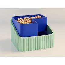 3d Baskı Fıstık Kasesi - Çift Hazneli Kabuk Ayırıcı Sunum Kasesi - Mint Mavi Diğer