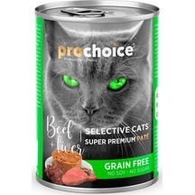 Prochoice Seçici Kediler İçin Sığır Etli Ciğerli Tahılsız Ezme Yetişkin Kedi Konservesi 400 Gr