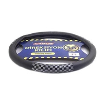 Carub Direksiyon Kılıfı 38cm Siyah Silver Dama Fosfor Siyah - Gümüş