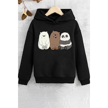 Çocuk Kafadar Ayılar Baskılı Sweatshirt Siyah