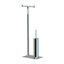 Line Bathroom Tuvalet Kağıtlık Ve Fırçalık Ayaklı Krom 505008 Krom Gri