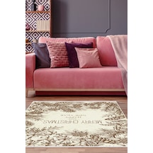 Alanur Home Kaymaz Dijital Mutfak & Salon Halı Star Pamuk Yılbaşı Al5033 Kahverengi