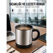 Yazılı Kupa Kendi Kendini Karıştıran Mikser Kupa Termos Bardak - Lisinya Gri