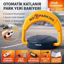 Perkotek Uzaktan Kumandalı Otomatik Park Bariyeri Şarjlı, Katlanır, Çelik Dübel Dahil