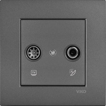 Viko Artline Novella Füme Tv-sat İkili Uydu Prizi Sonlu Çerçeveli