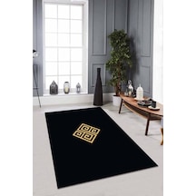 Siyah Gold Modern Klasik Kaymaz Tabanlı Dekoratif Halı Ar010n11 Siyah - Gold