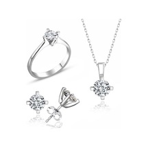 Sertifikalı Swarovski 3 Mm Tek Taş 925 Gümüş Set Takım