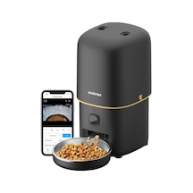 Haustier Pf05 Siyah Kameralı 1080p Fhd Gece Görüş Akıllı Otomatik Kedi Mama Kabı, Tuya App-wifi Uzaktan Kontrol, Sesle Çağırma, 2.4ghz-5ghz, 4lt Hazne, Metal Kase