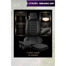 Citron Berlingo 2007 Uyumlu Lüks Siyah Renk Premium 2 Adet Minder Ve Yastık