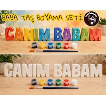 Baba Hediyelik Taş Boyama Seti 10 Obje + 6 Renk Boya + 1 Fırça + Boyama Sertifikası