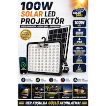 100w Solar Led Projektör Usb Powerbank Özellikli Şarjlı Kamp Lambası Ip65 Su Geçirmez Bahçe Ve Acil