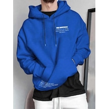 Kozia Outdoors Kapşonlu Baskılı Unisex Oversize Sweatshirt Saks Mavi