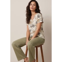 Siyah İnci Viskon Örme Pijama Takım26119131 Çok Renkli