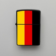 Almanya Germany Klasik Ülke Bayraklı - Benzinli Siyah Çakmak - Hediyelik Siyah